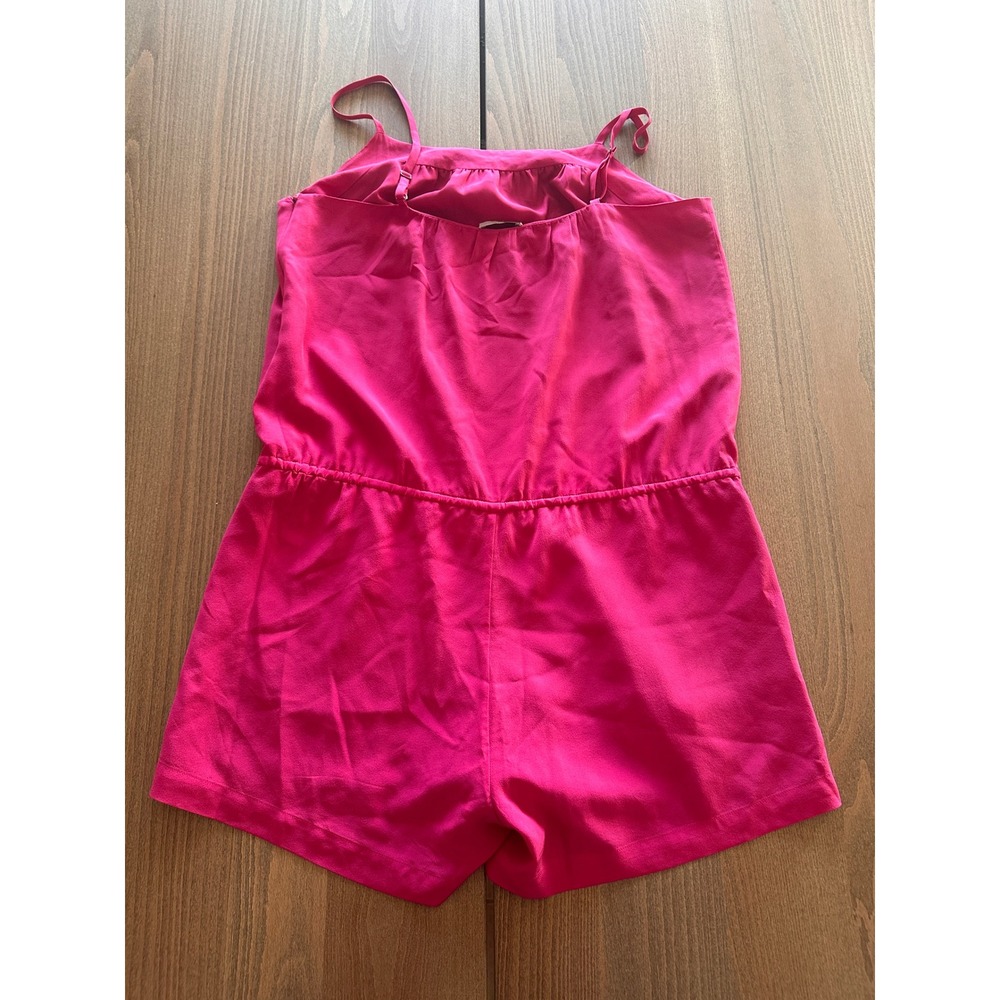Joie Hot Pink 100% Silk Sleeveless Romper Adjustable Waist Pocket - Picture 9 of 9
